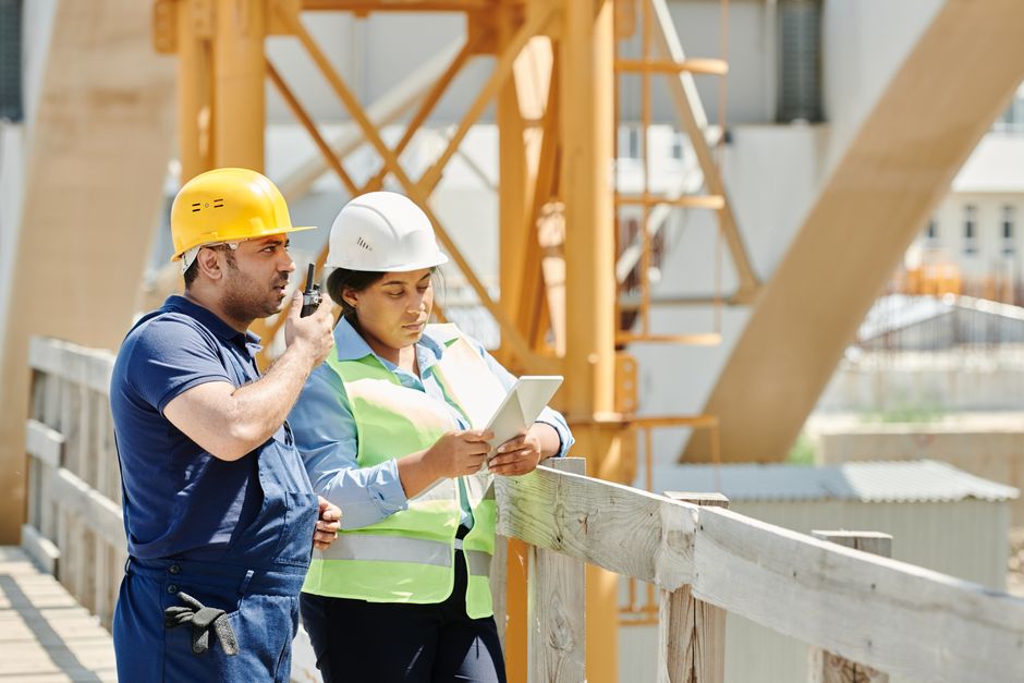 Professional contracting team collaborating on a home renovation project